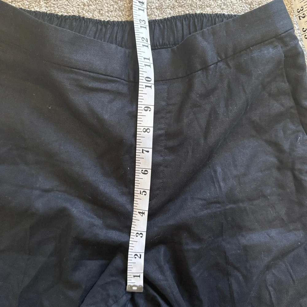 Banana Republic Hayden Wide-Leg Linen Blend Pull on Pants Black Medium Coastal